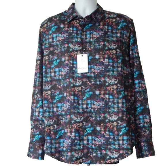Robert Graham WAGNER Men’s Button Front Long Sleeve Shirt Multicolor Size XL NWT - Picture 5 of 14